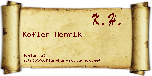 Kofler Henrik névjegykártya